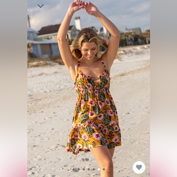 Natural Life Elizabeth Dress Orange Pink Floral L - Picture 6 of 13